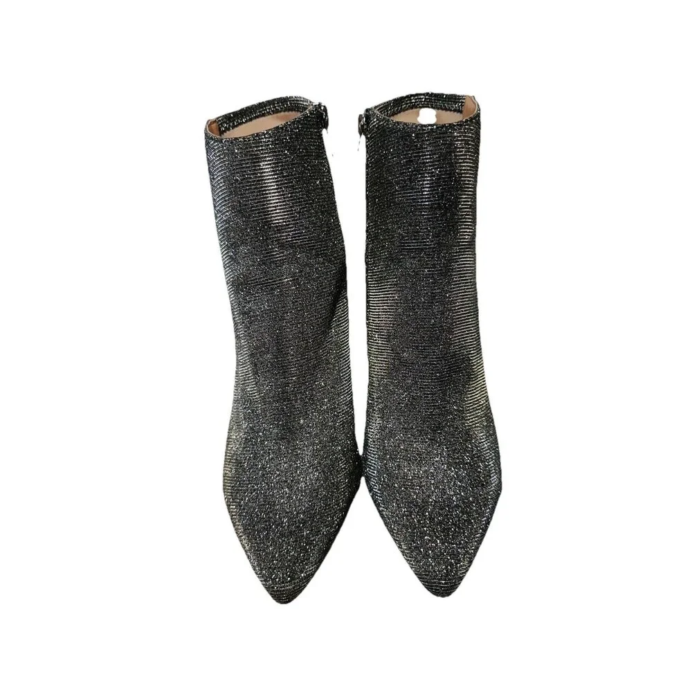Eloquii silver platinum bling sparkly glitter Chelsea Ankle boots size 9 WIDE - Picture 4 of 15